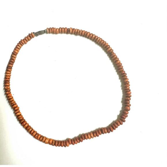 Vintage Indian Wooden Bead Necklace Artisan Boho Choker - Picture 7 of 8